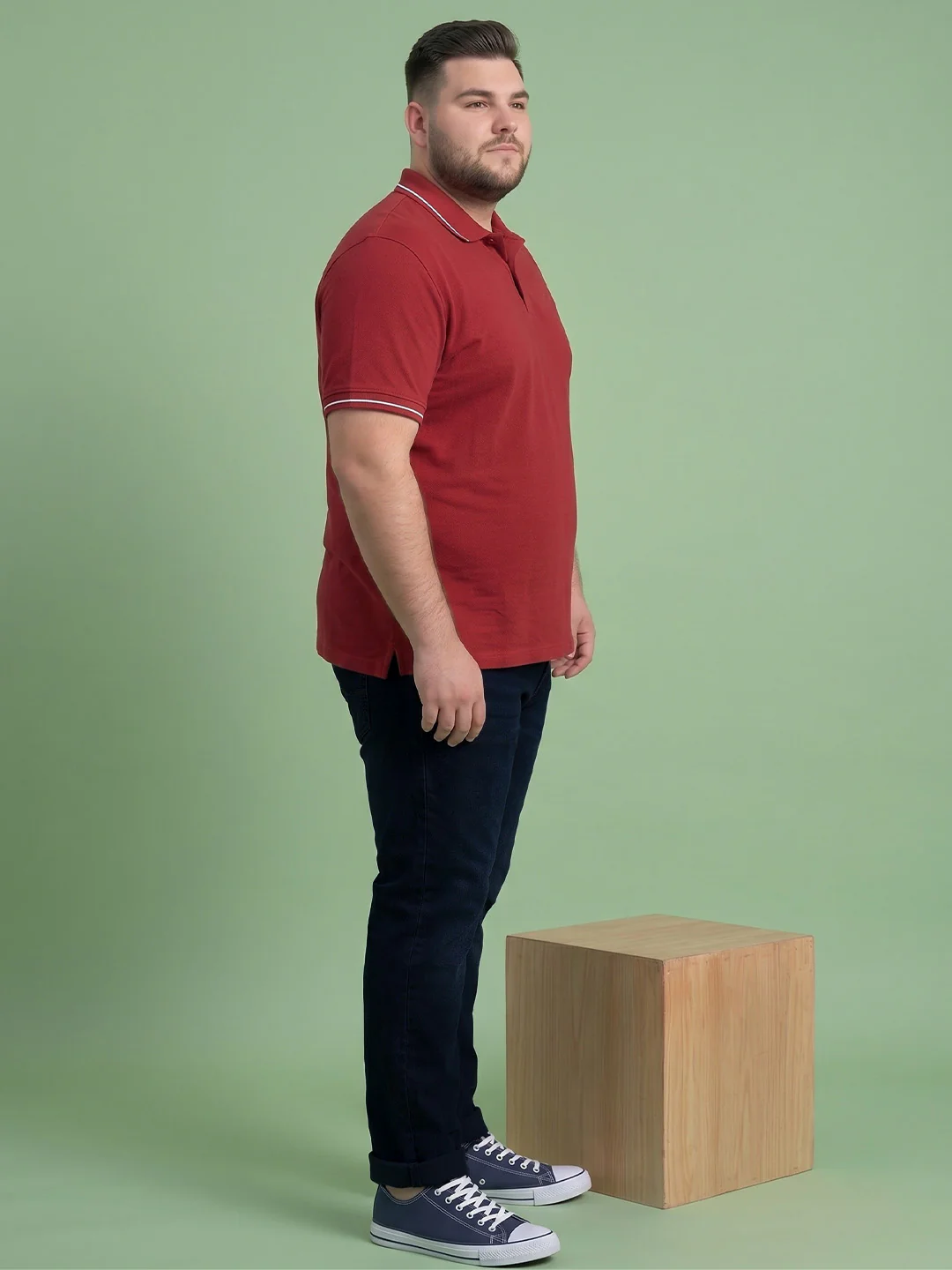 Men Plus Size Karbonix Navy Blue Tinted Wash Jeans - Image 4