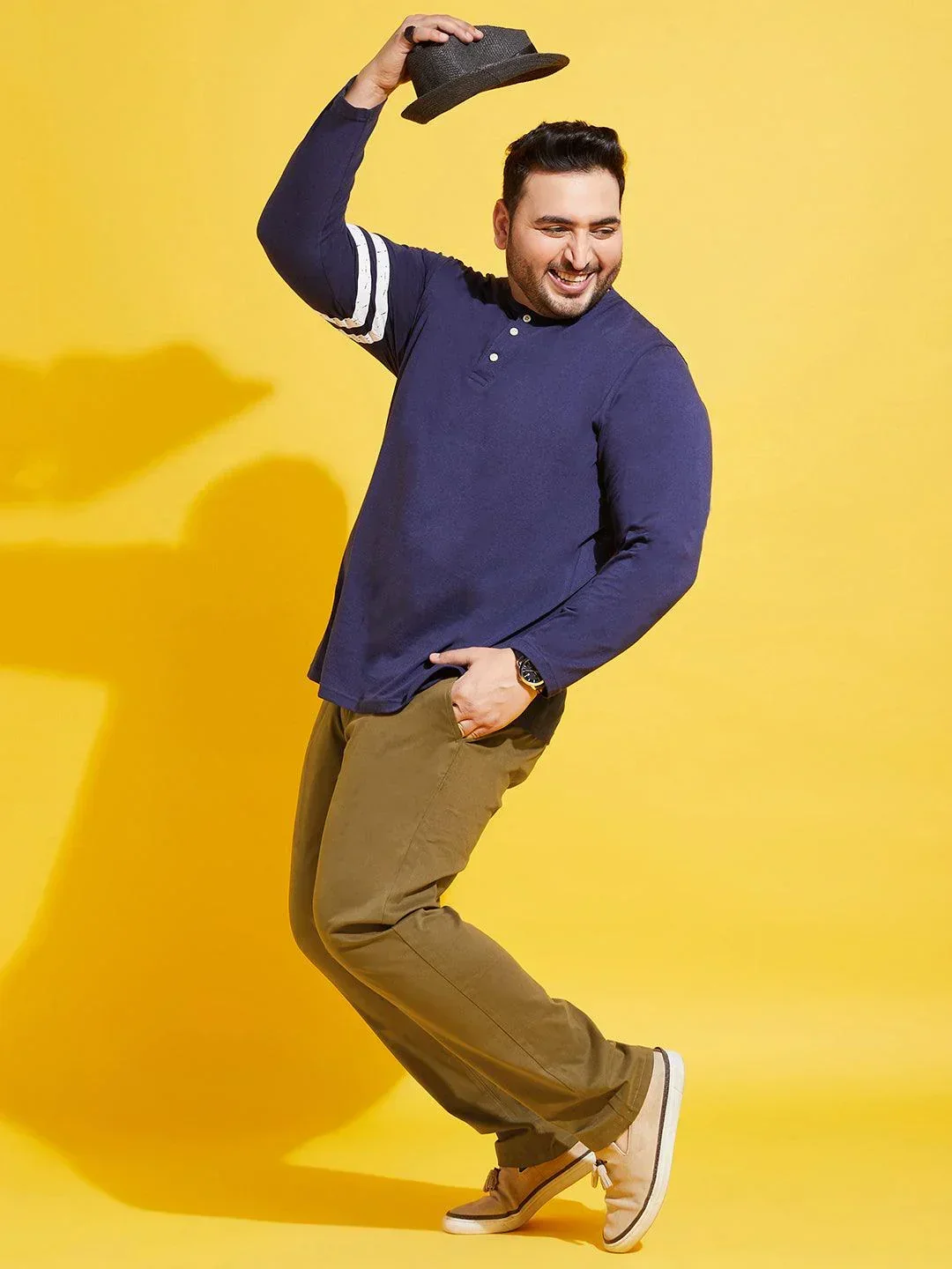 Men Plus Size Kate-10 Solid Henley Tshirt - Image 2