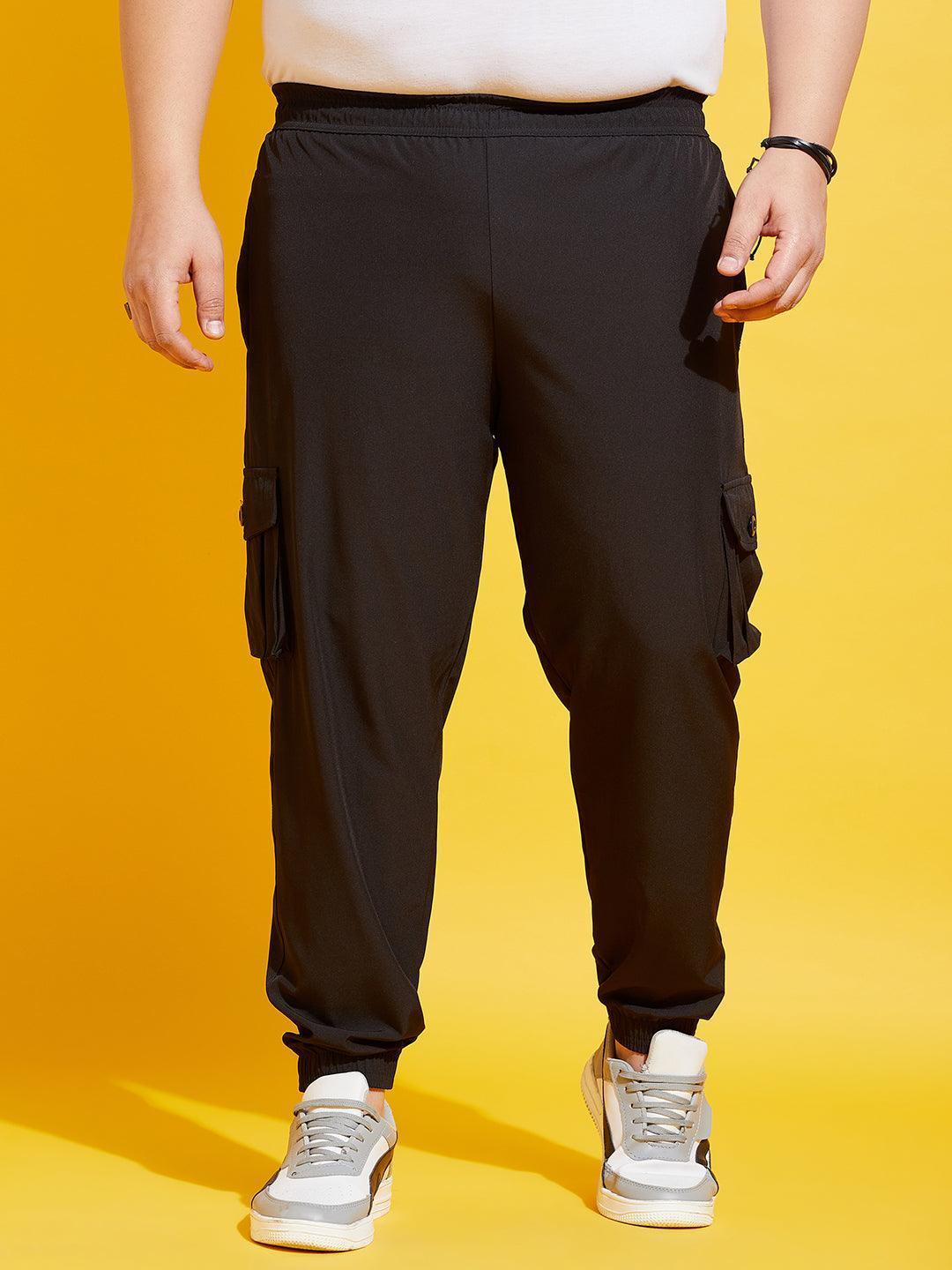 Men Plus Size Kelvin-Black Solid Trackpant - Image 2