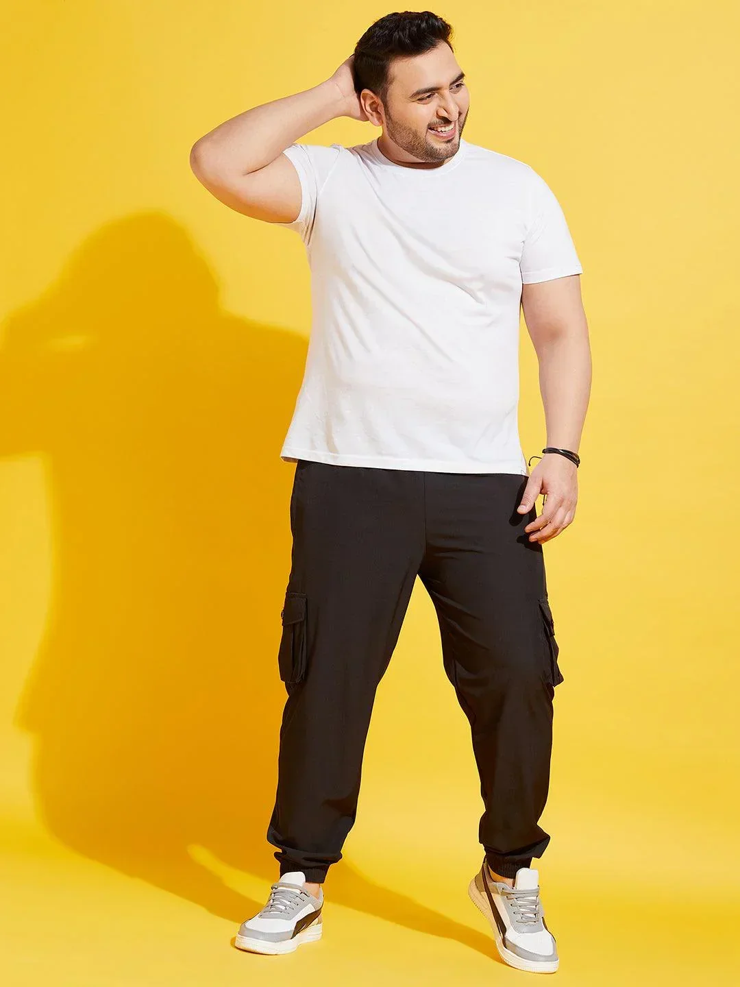 Men Plus Size Kelvin-Black Solid Trackpant - Image 3