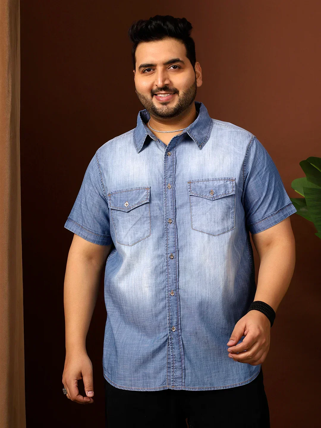 Men Plus Size Kennedy Blue Solid Shirt