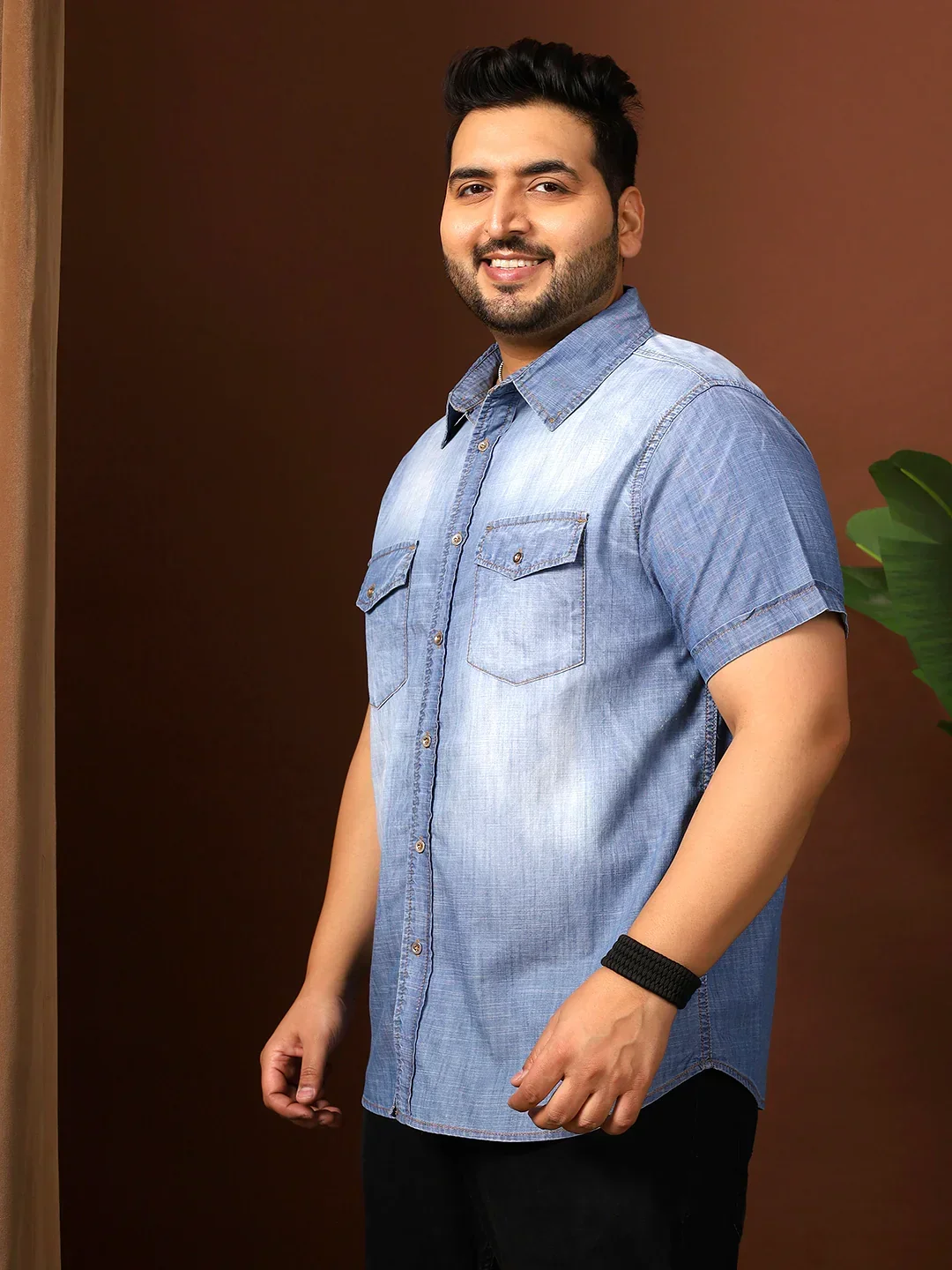 Men Plus Size Kennedy Blue Solid Shirt - Image 3