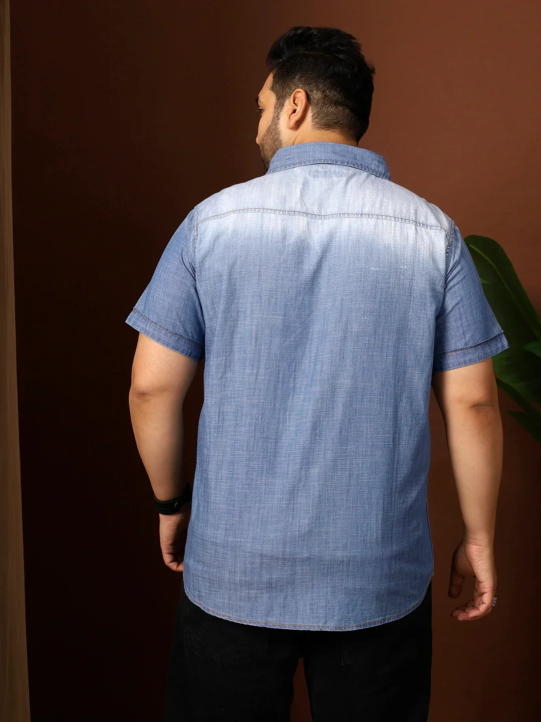 Men Plus Size Kennedy Blue Solid Shirt - Image 5