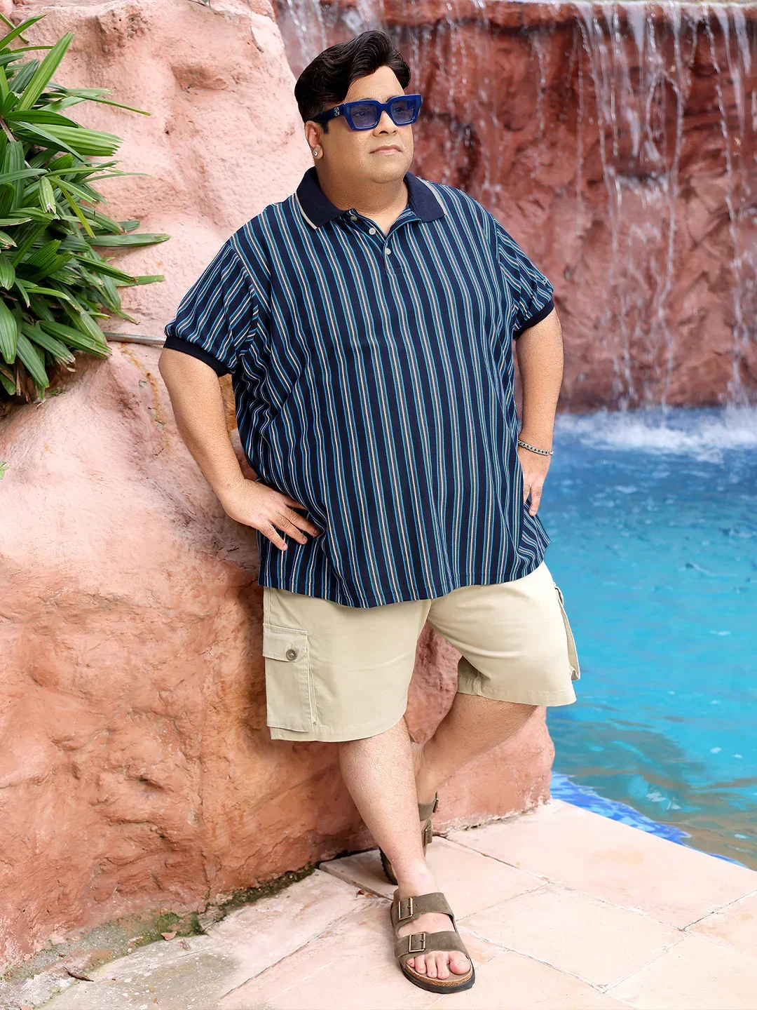 Men Plus Size Kevlar Striped Polo Tshirt - Image 2