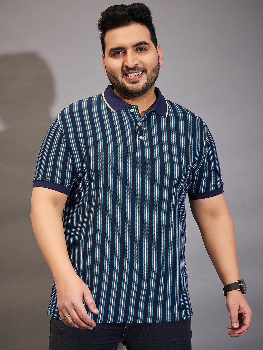 Men Plus Size Kevlar Striped Polo Tshirt - Image 3