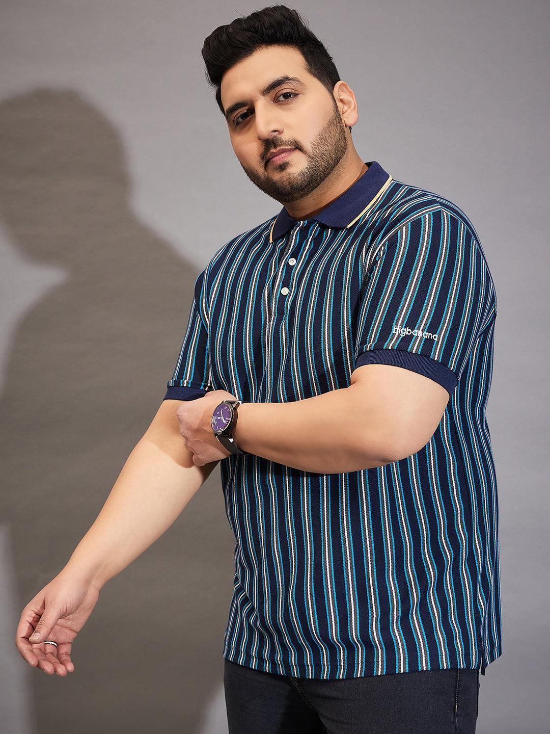 Men Plus Size Kevlar Striped Polo Tshirt - Image 5