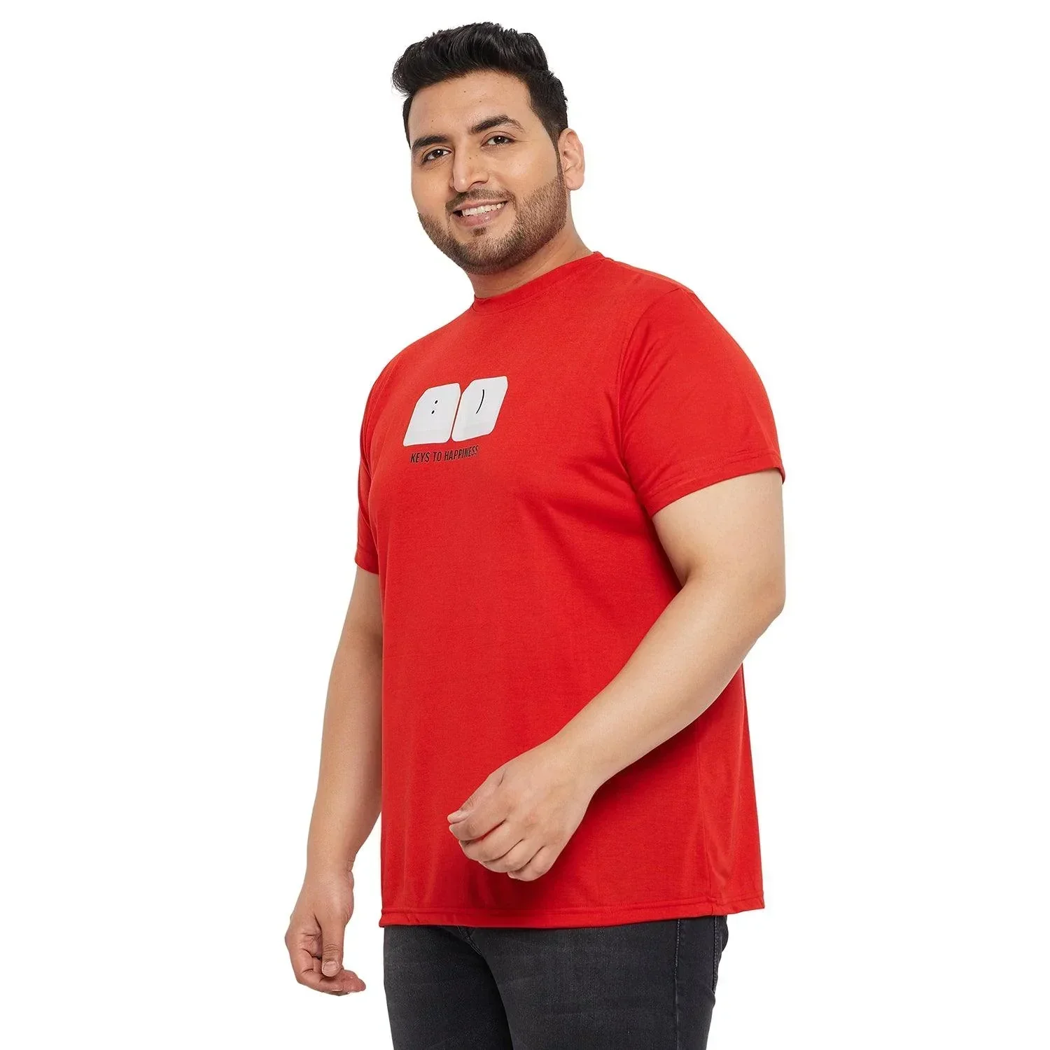 Men Plus Size Keys Printed Round Neck Tshirt - Image 3