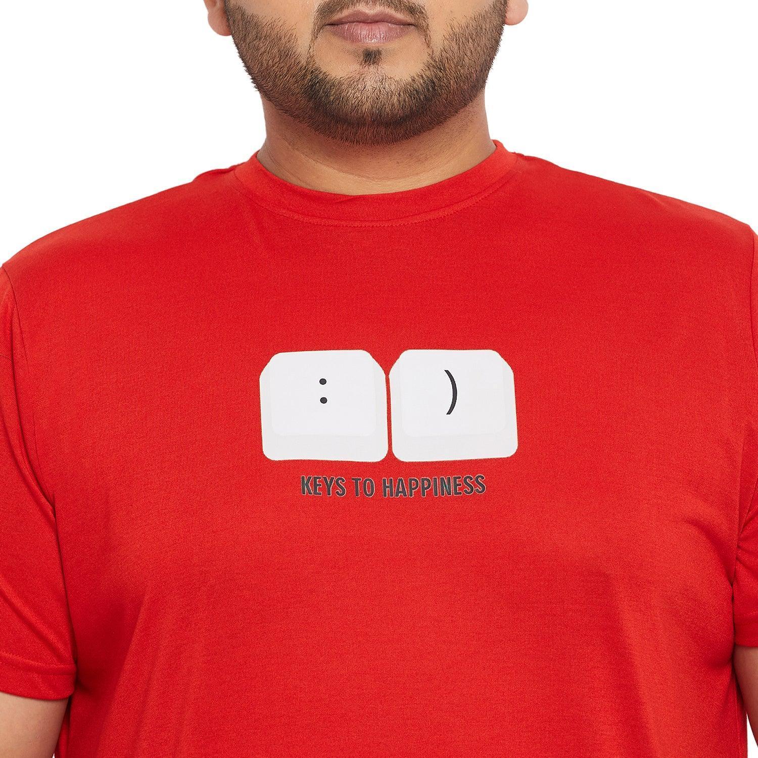 Men Plus Size Keys Printed Round Neck Tshirt - Image 6