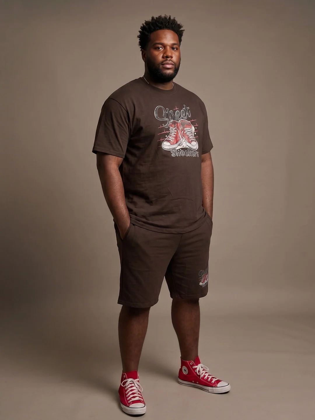 Men Plus Size Kickster Brown Printed Co-Ords - Image 4