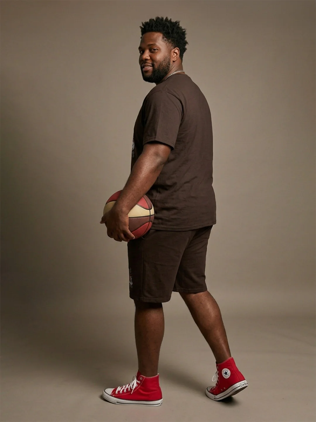 Men Plus Size Kickster Brown Printed Co-Ords - Image 8
