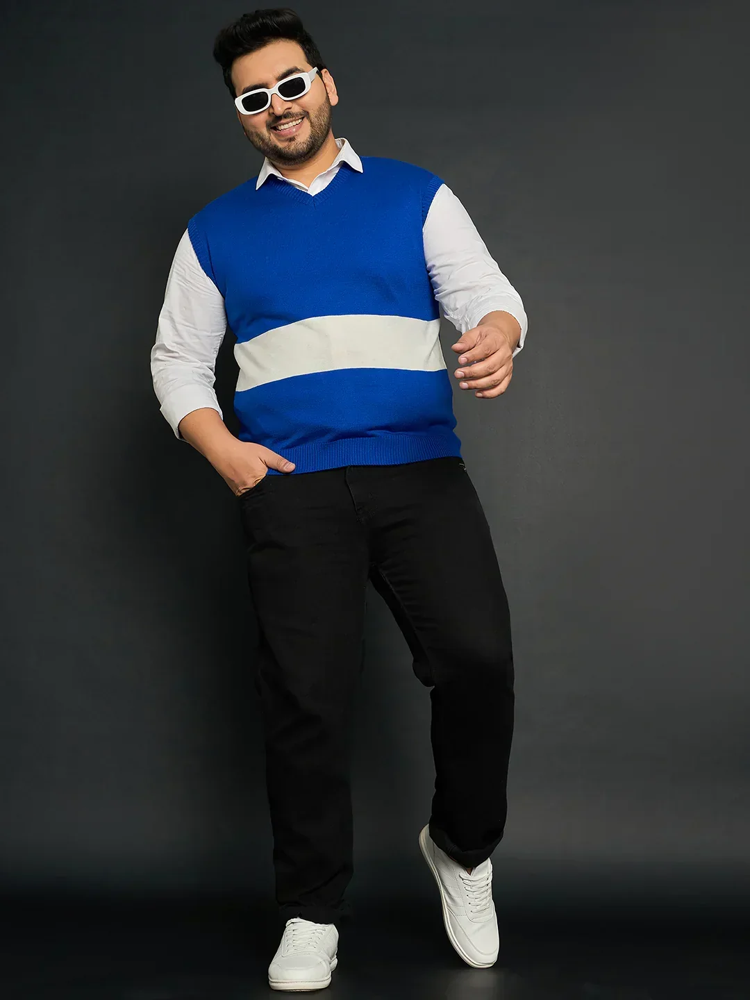 Men Plus Size Konce Colourblocked Sweater - Image 2