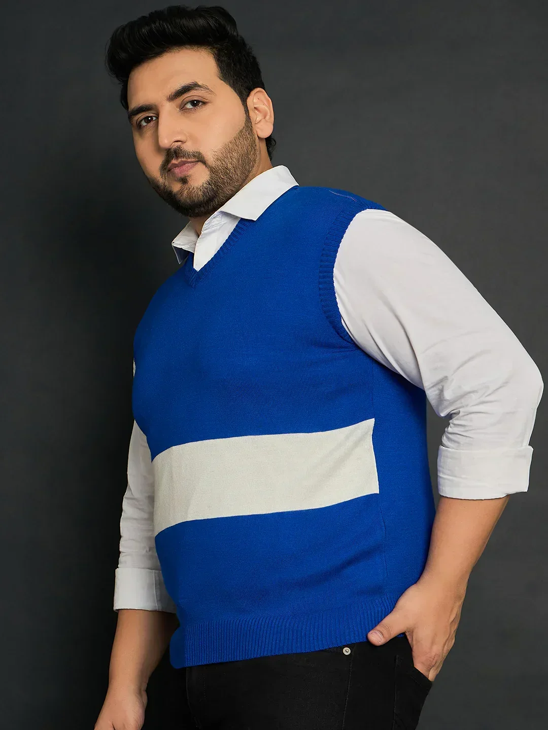 Men Plus Size Konce Colourblocked Sweater - Image 3