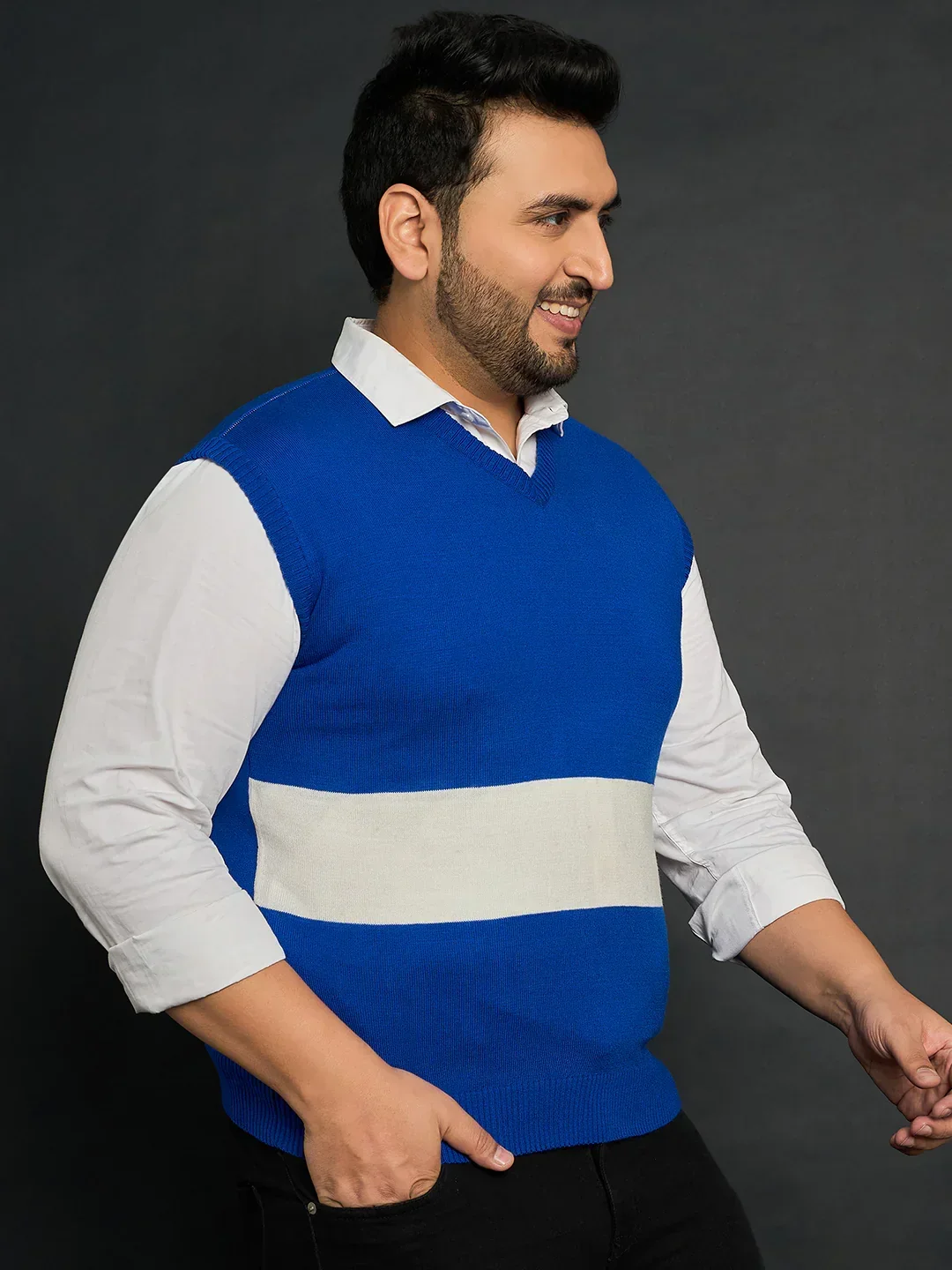 Men Plus Size Konce Colourblocked Sweater - Image 4