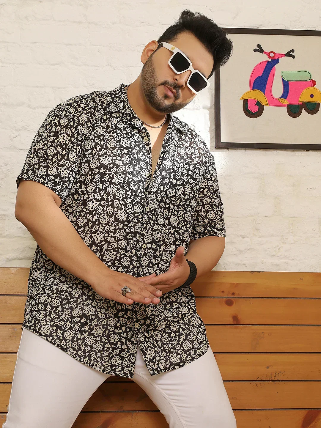 Men Plus Size Krevia Multicolor Printed Shirt