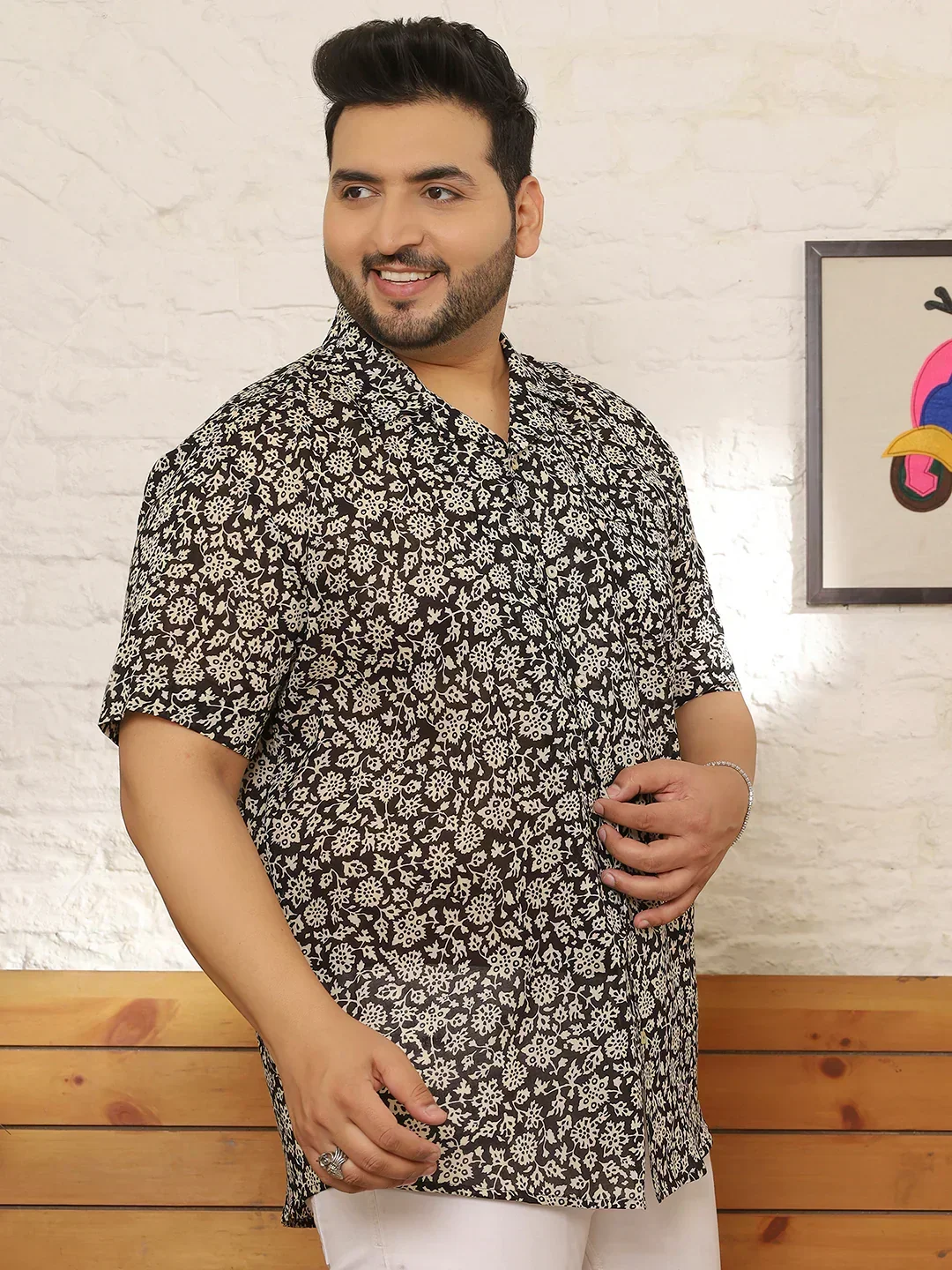 Men Plus Size Krevia Multicolor Printed Shirt - Image 5