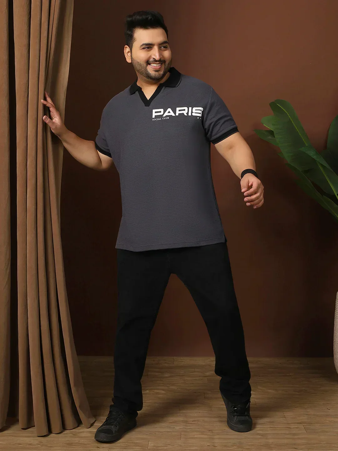Men Plus Size Kronos Solid Grey Polo Tshirt - Image 3