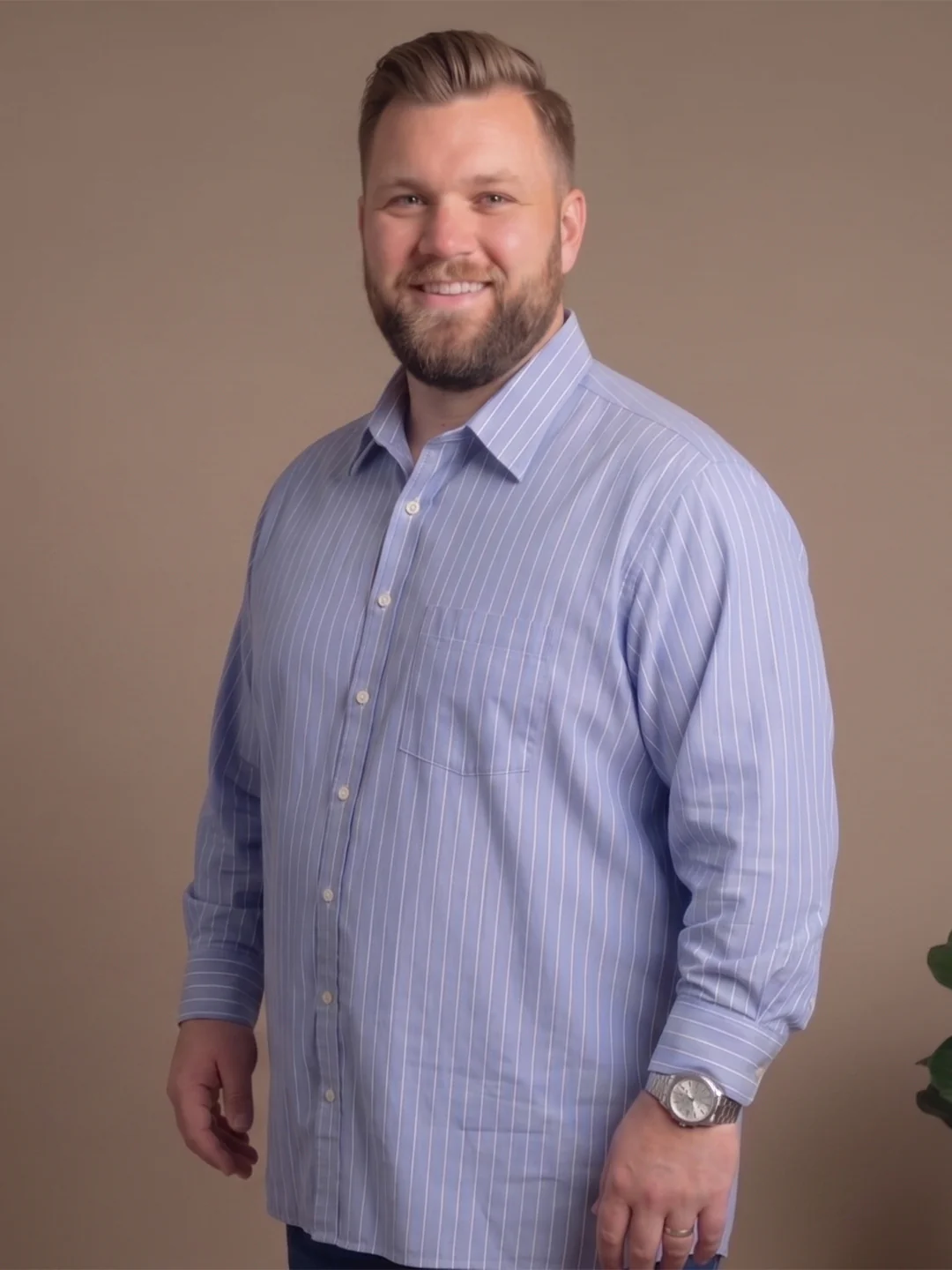 Men Plus Size Kryalyn Blue Striped Shirts - Image 2