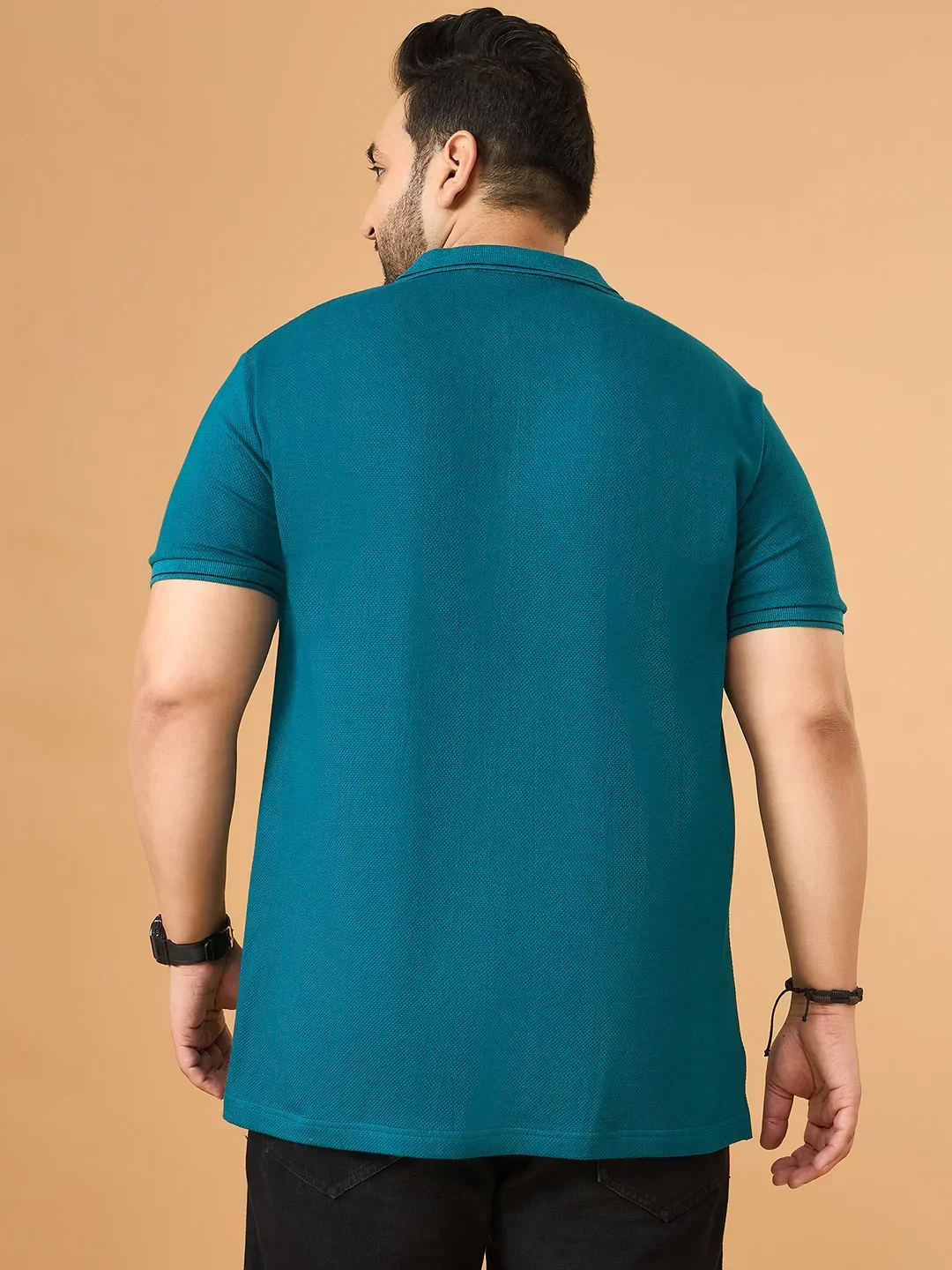 Men Plus Size Laguna Teal Printed Polo Tshirt - Image 6