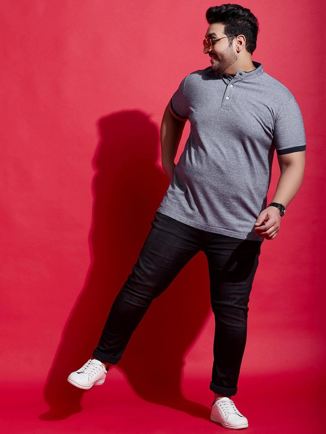 Men Plus Size Lazon Solid Henley Tshirt - Image 3