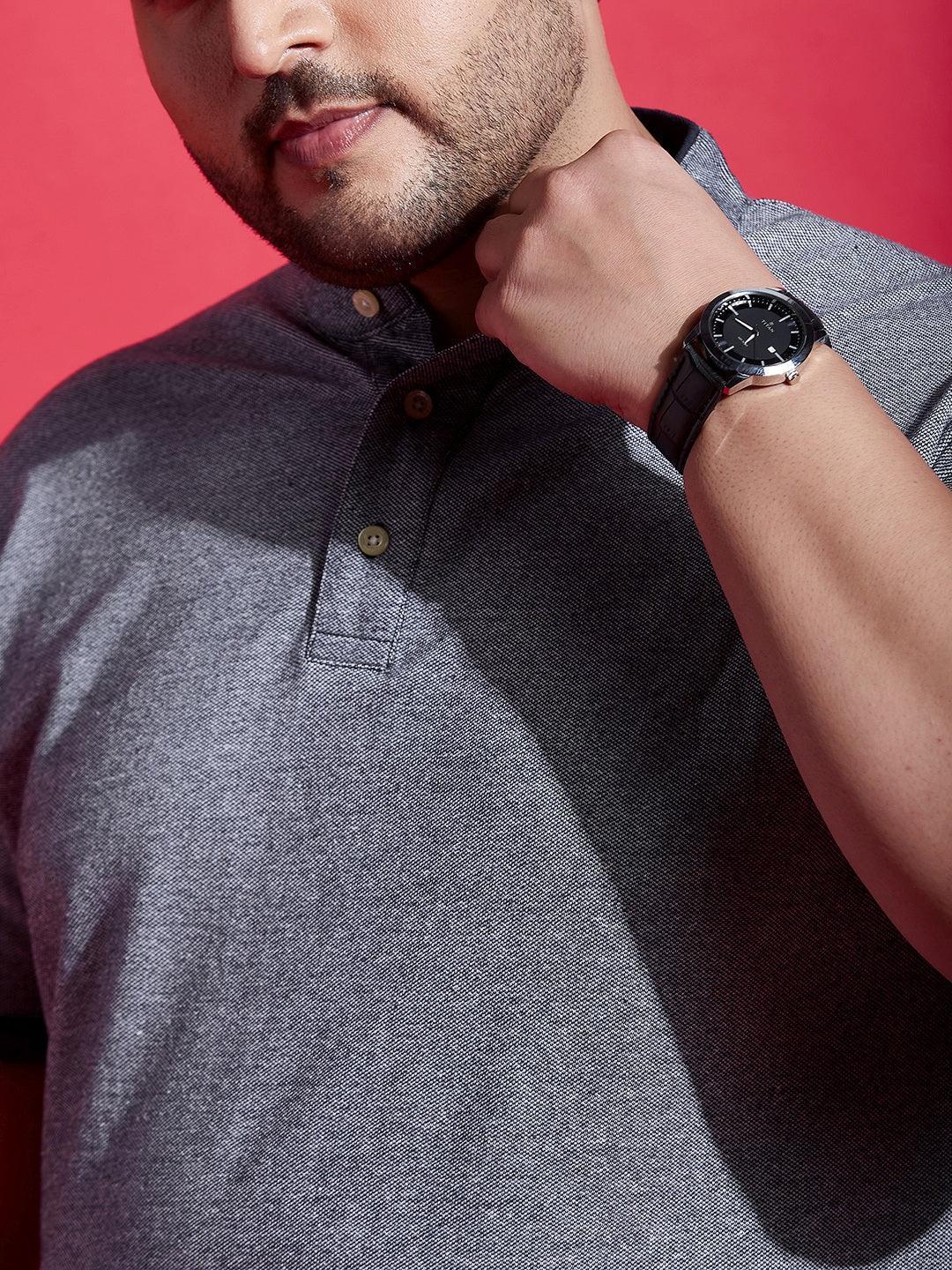 Men Plus Size Lazon Solid Henley Tshirt - Image 6
