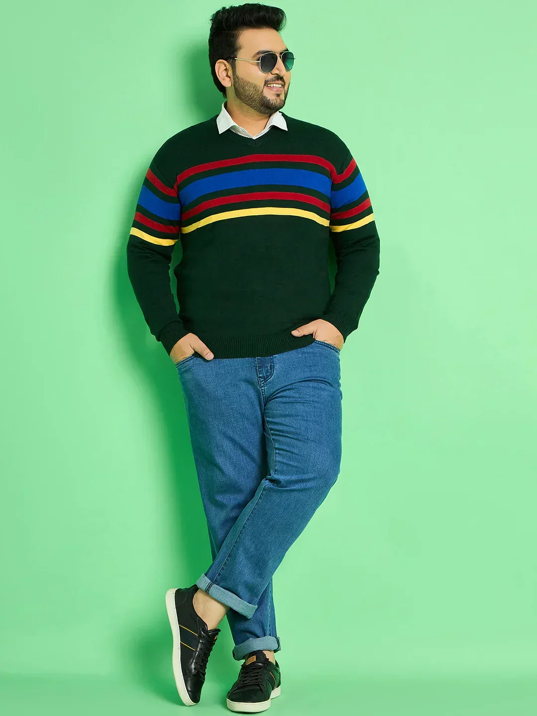 Men Plus Size Leonora Striped Sweater - Image 2