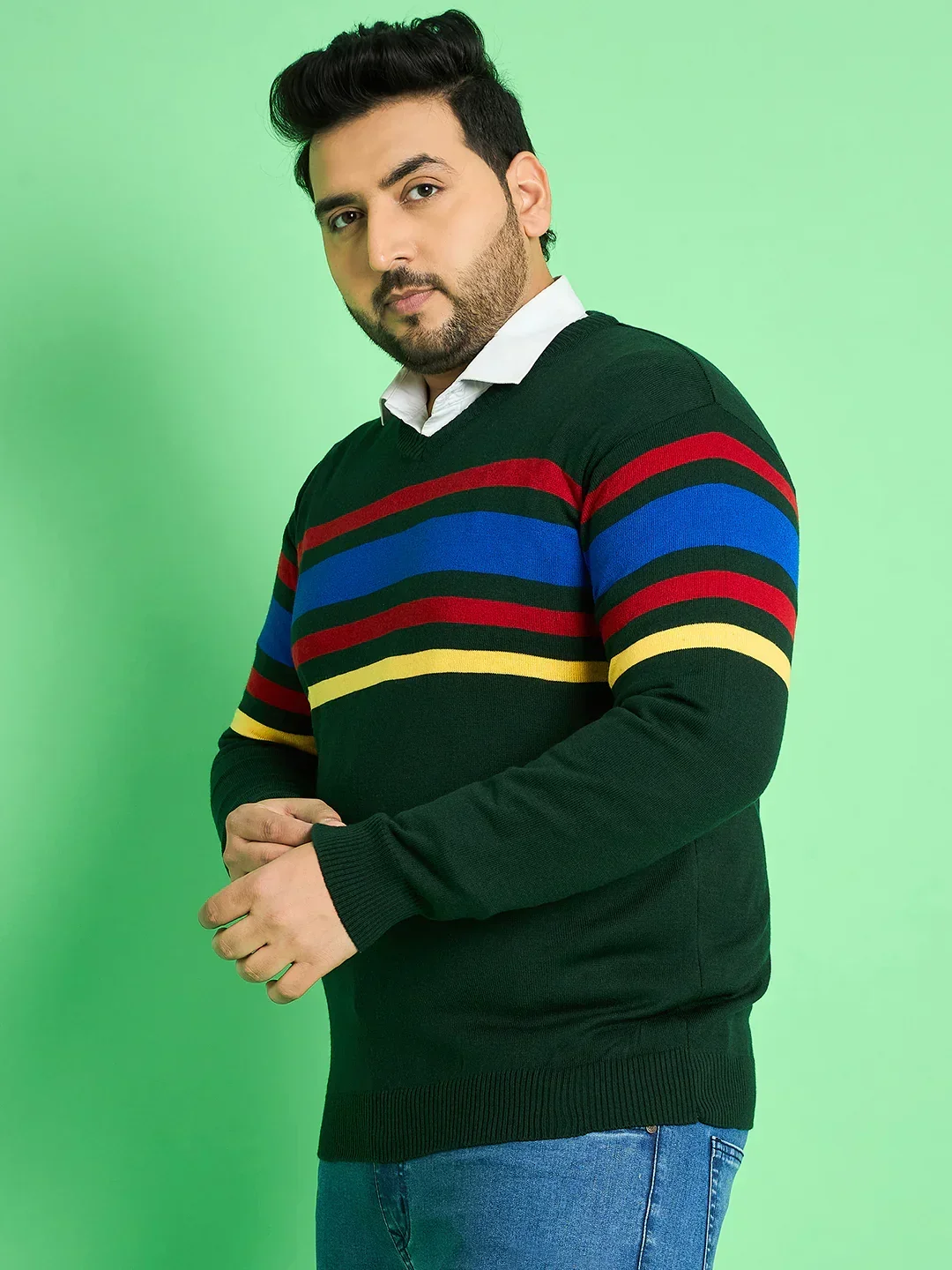Men Plus Size Leonora Striped Sweater - Image 3