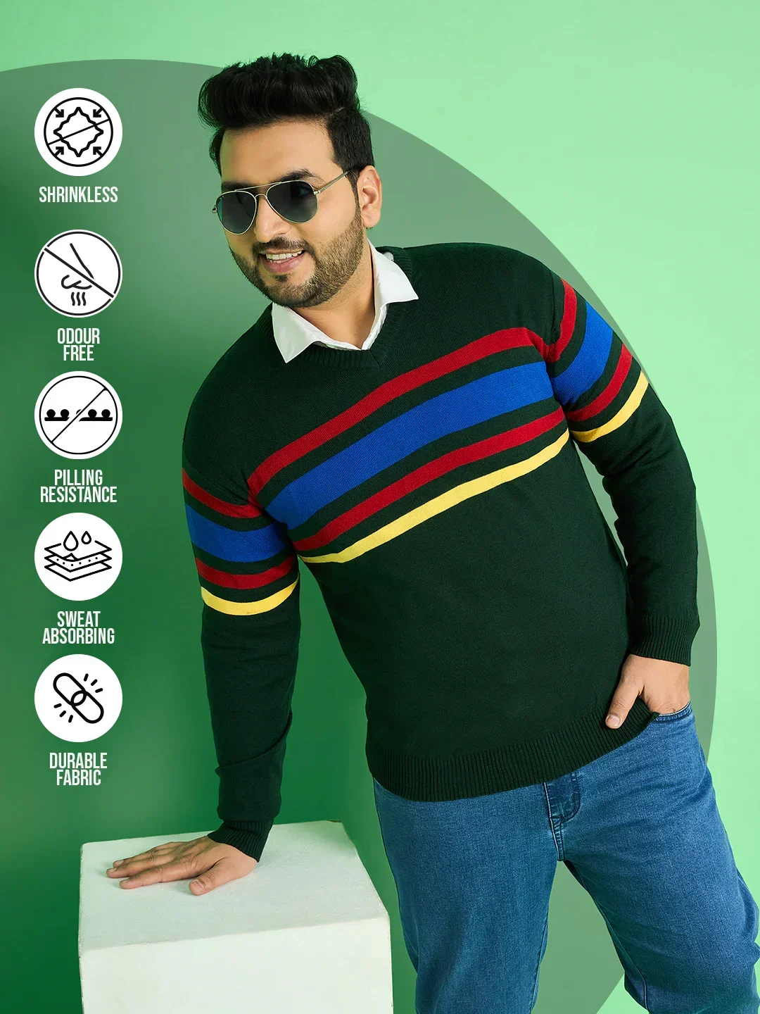 Men Plus Size Leonora Striped Sweater - Image 7