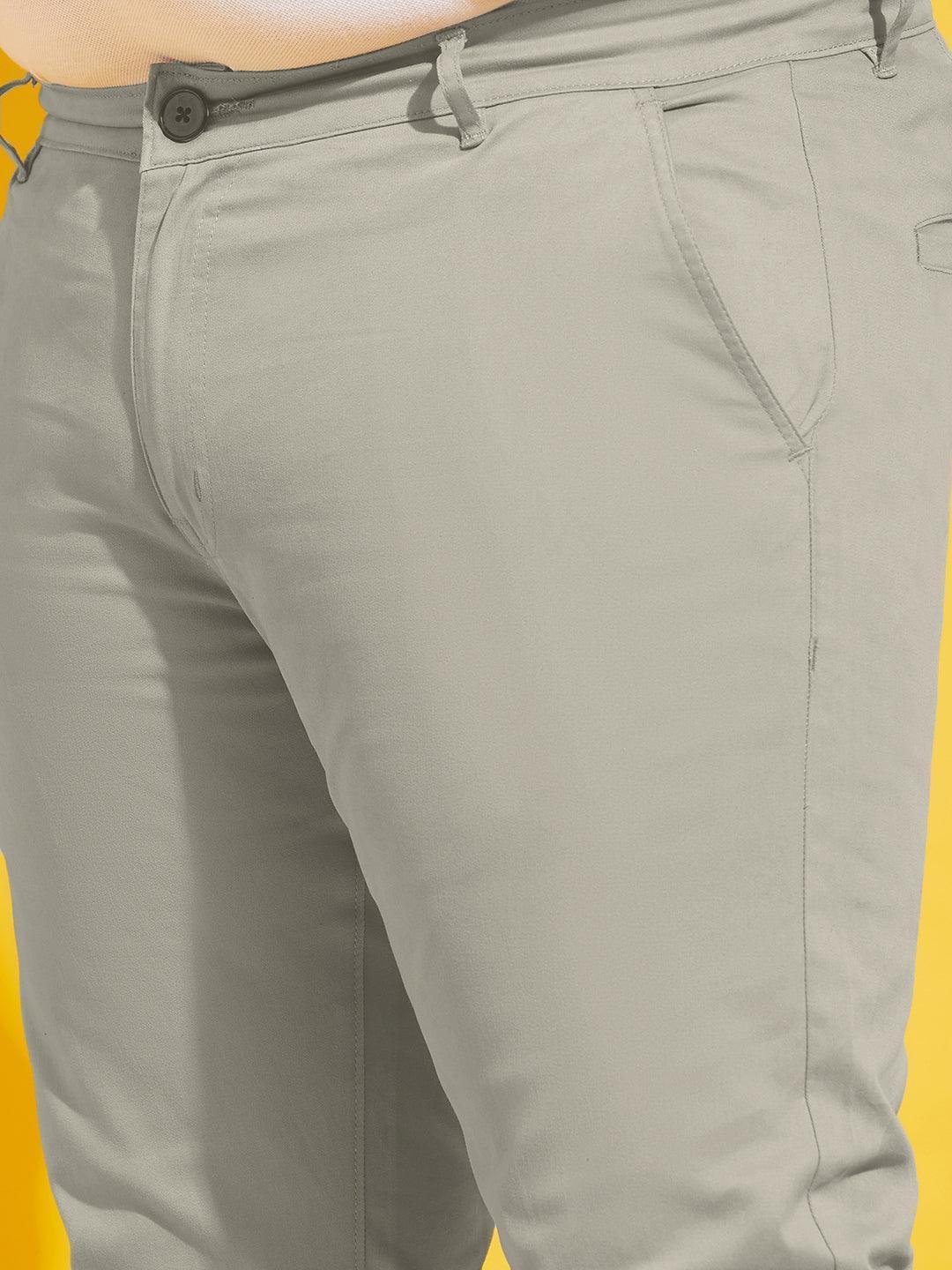 Men Plus Size Lepton-Beige Solid Trouser - Image 6