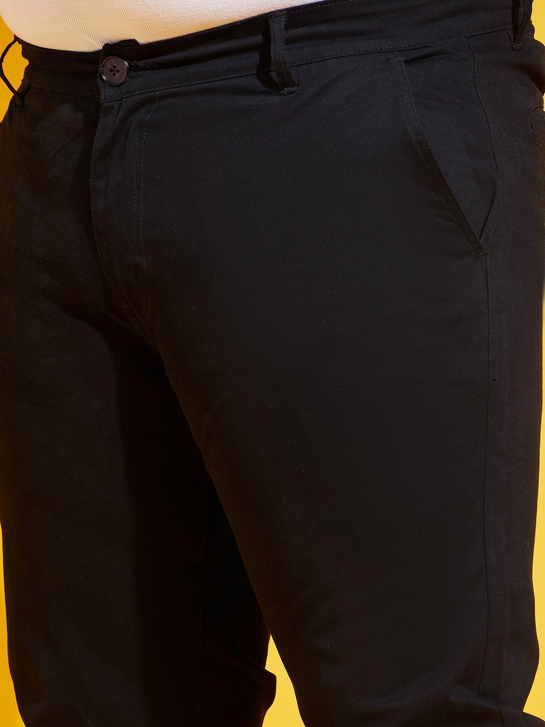 Men Plus Size Lepton-Black Solid Trouser - Image 6