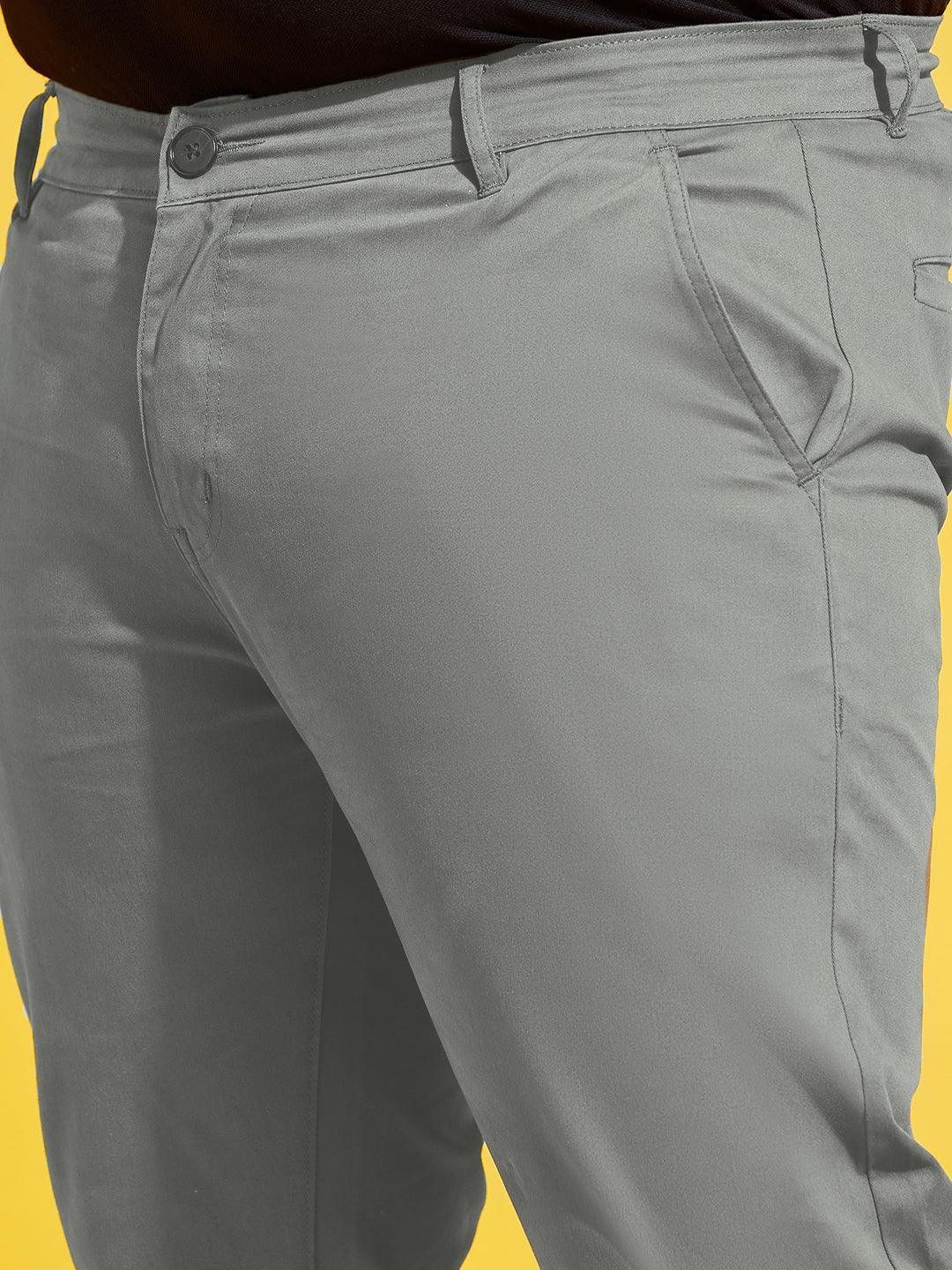 Men Plus Size Lepton-Grey Solid Trouser - Image 6