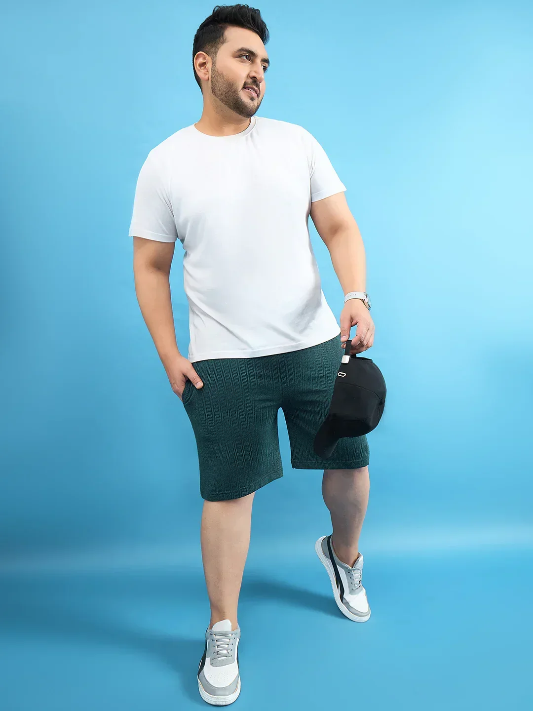Men Plus Size Lesnar Teal Solid Shorts - Image 2