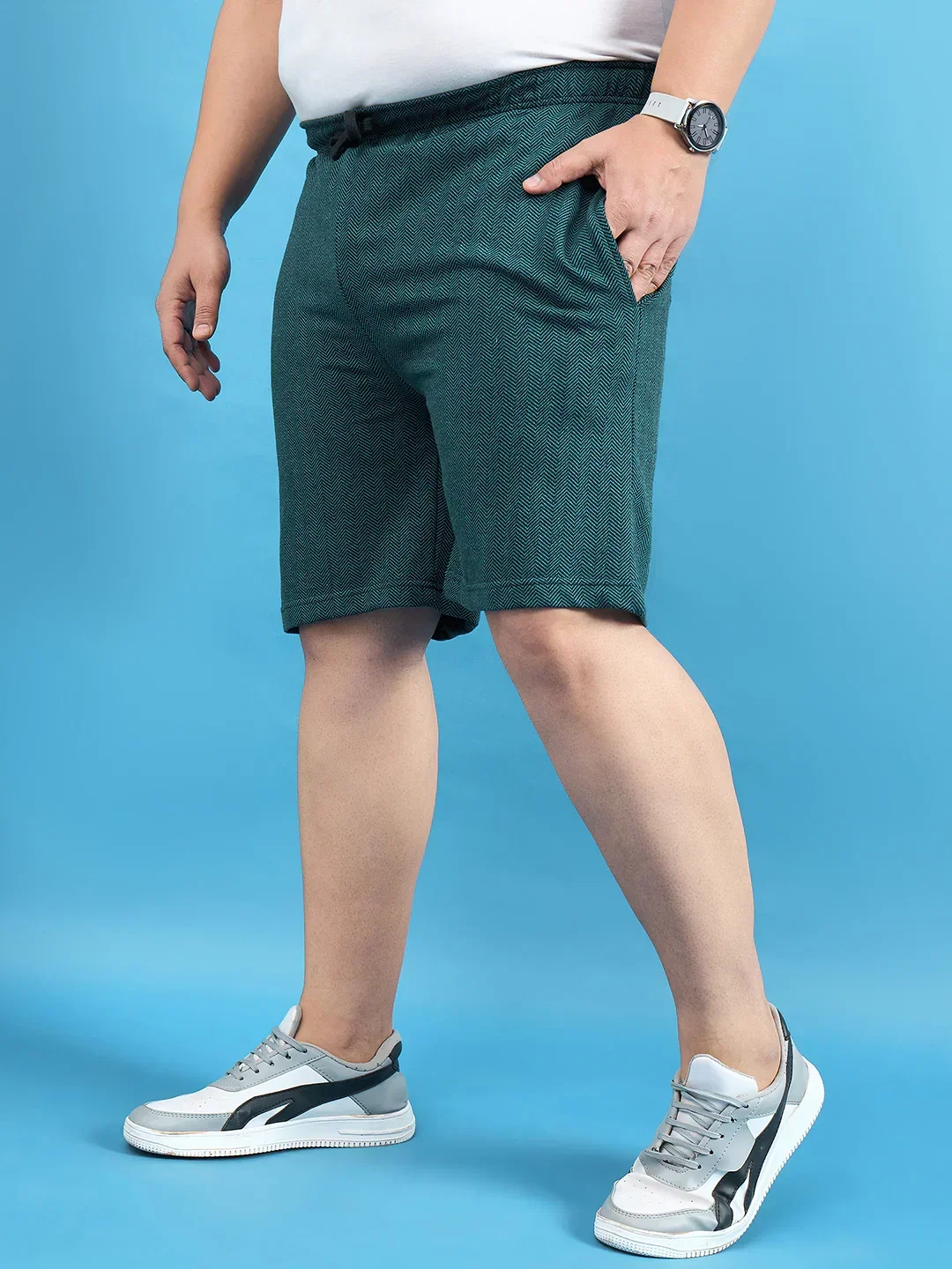 Men Plus Size Lesnar Teal Solid Shorts - Image 3