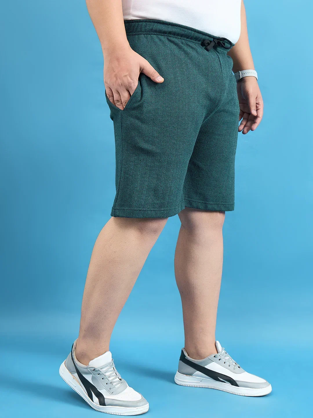 Men Plus Size Lesnar Teal Solid Shorts - Image 4