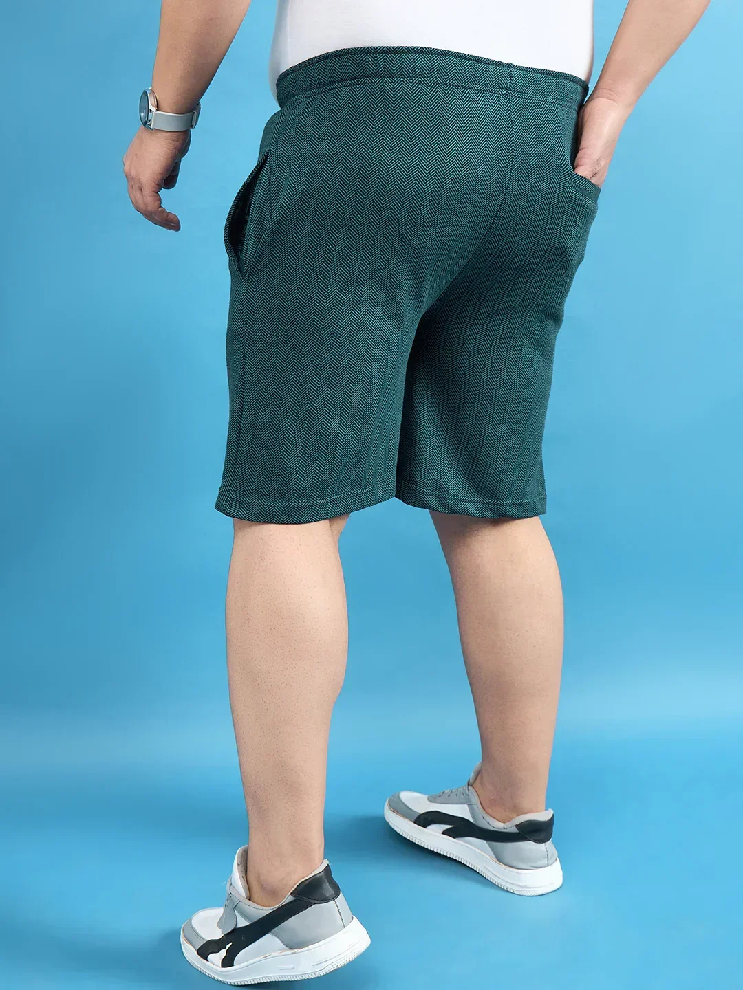 Men Plus Size Lesnar Teal Solid Shorts - Image 5