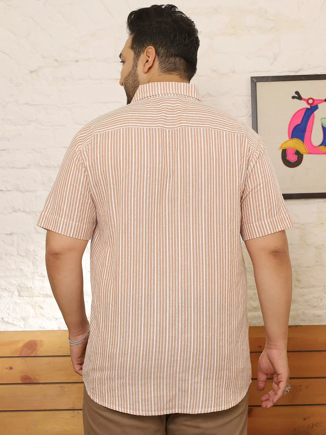 Men Plus Size Levuxe Multicolor Striped Shirt - Image 5