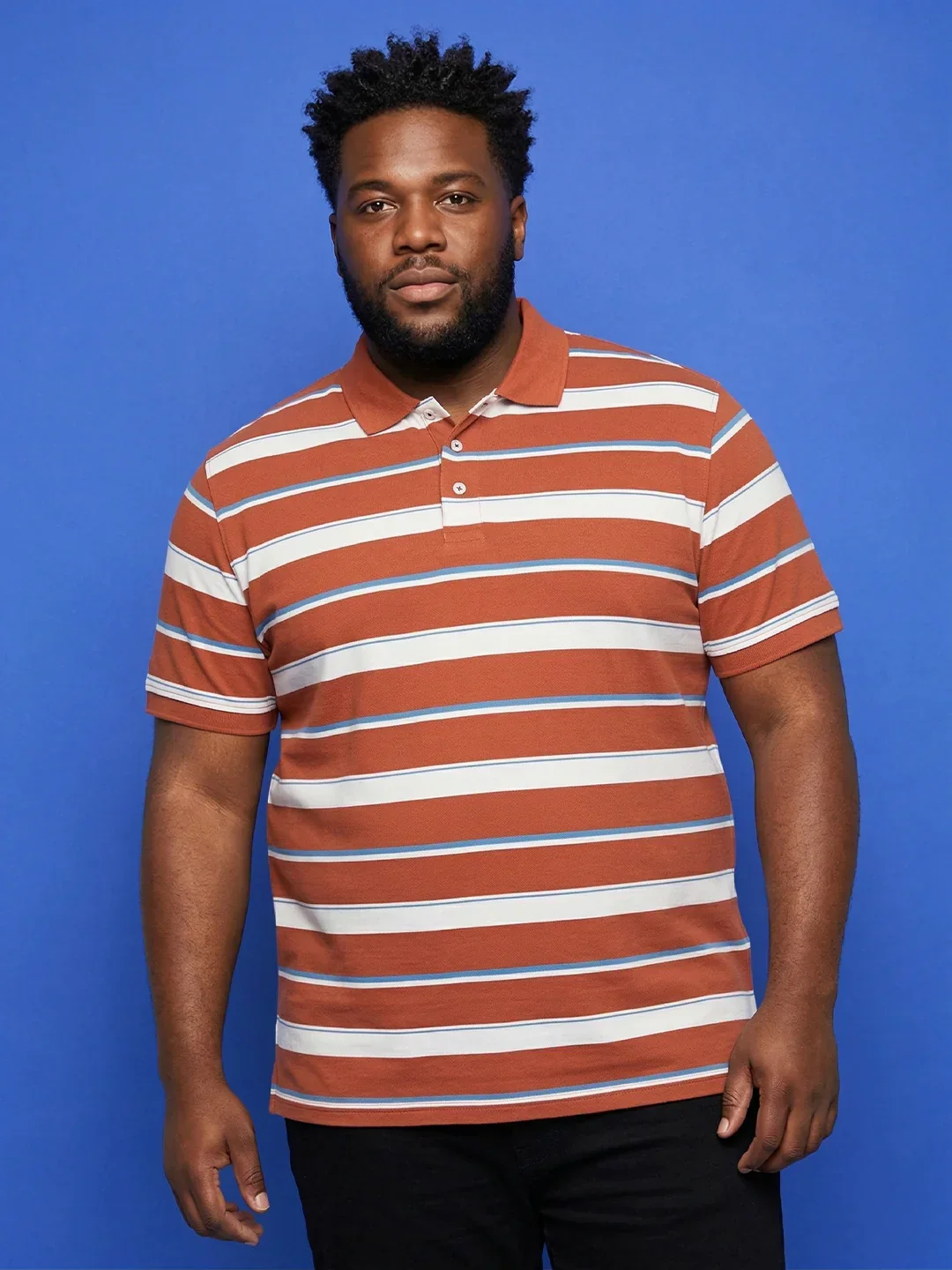Men Plus Size Lineo Multicolor Colorblock Polo Tshirt - Image 3
