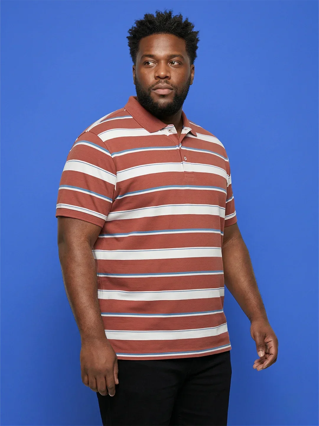 Men Plus Size Lineo Multicolor Colorblock Polo Tshirt - Image 4