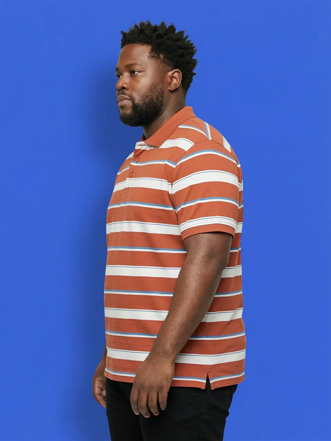 Men Plus Size Lineo Multicolor Colorblock Polo Tshirt - Image 5