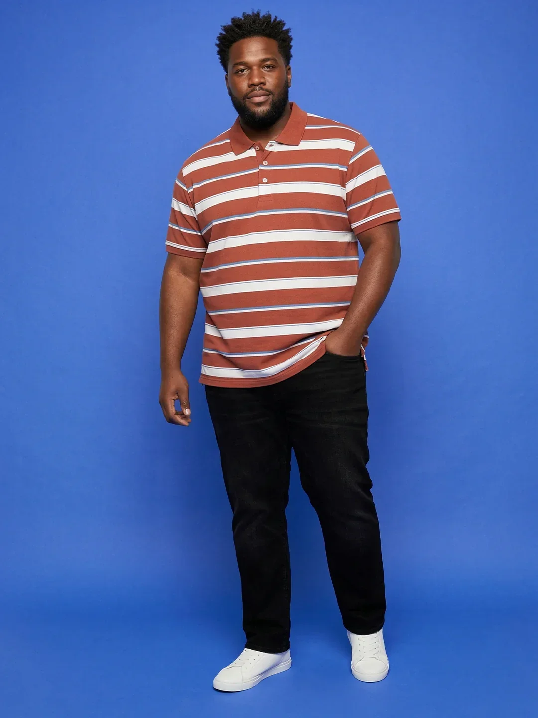 Men Plus Size Lineo Multicolor Colorblock Polo Tshirt - Image 8