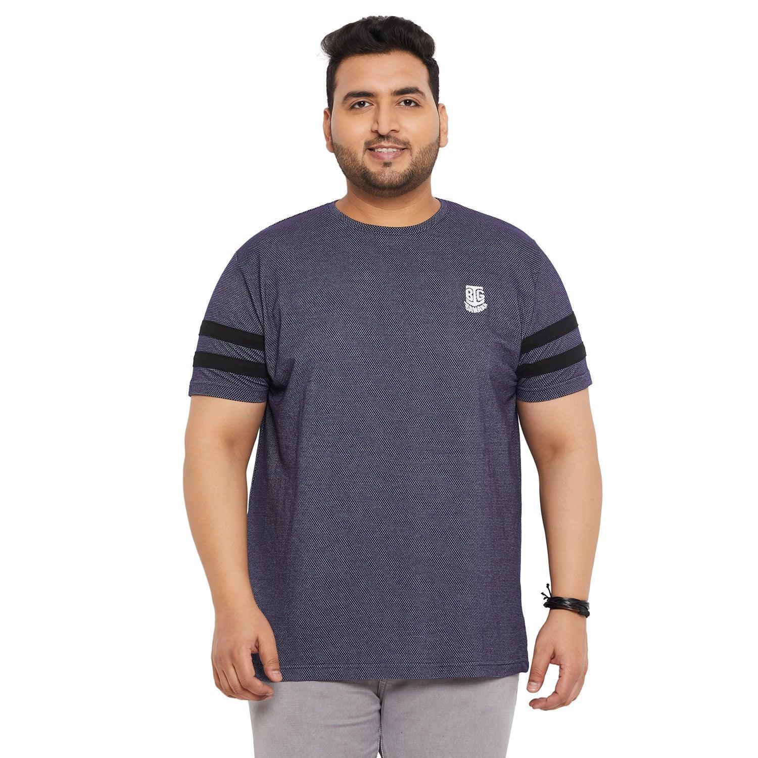 Men Plus Size Link Jacquard Round Neck Tshirt