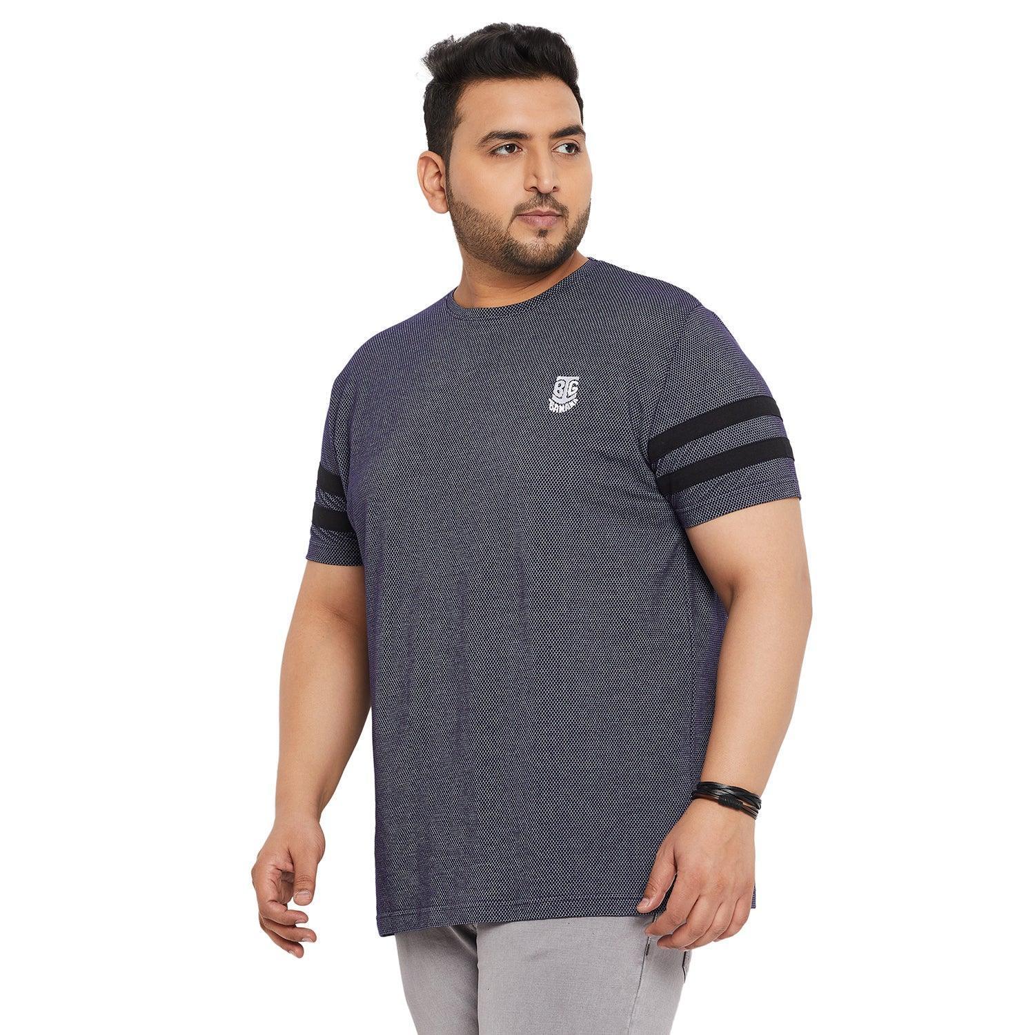 Men Plus Size Link Jacquard Round Neck Tshirt - Image 3