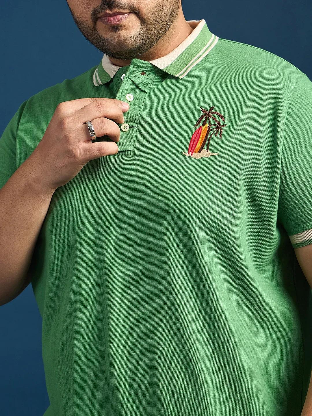 Men Plus Size Lomp-Green Solid Polo Tshirt - Image 7