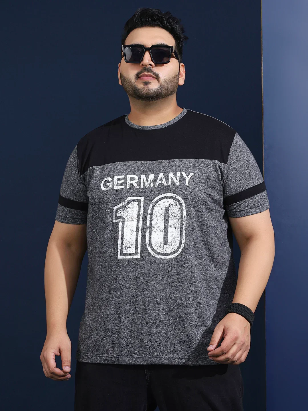 Men Plus Size Loomia Striped Grey Round Neck Tshirt - Image 3