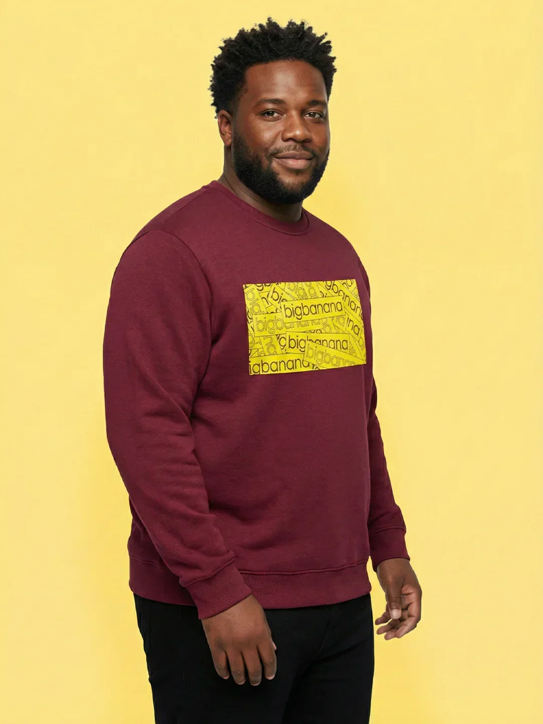 Men Plus Size Looper Maroon Printed Sweatshirt - Image 2