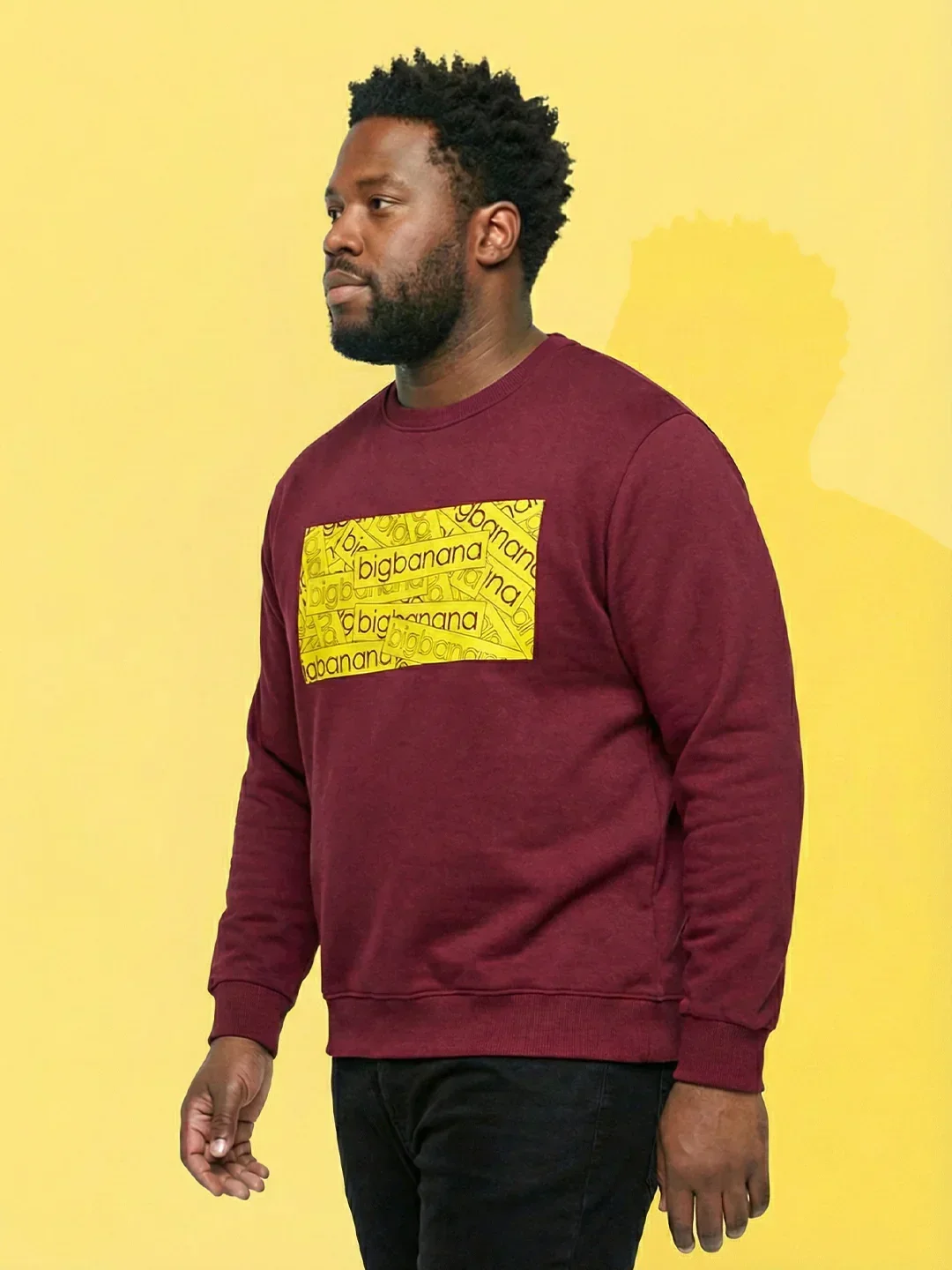 Men Plus Size Looper Maroon Printed Sweatshirt - Image 3