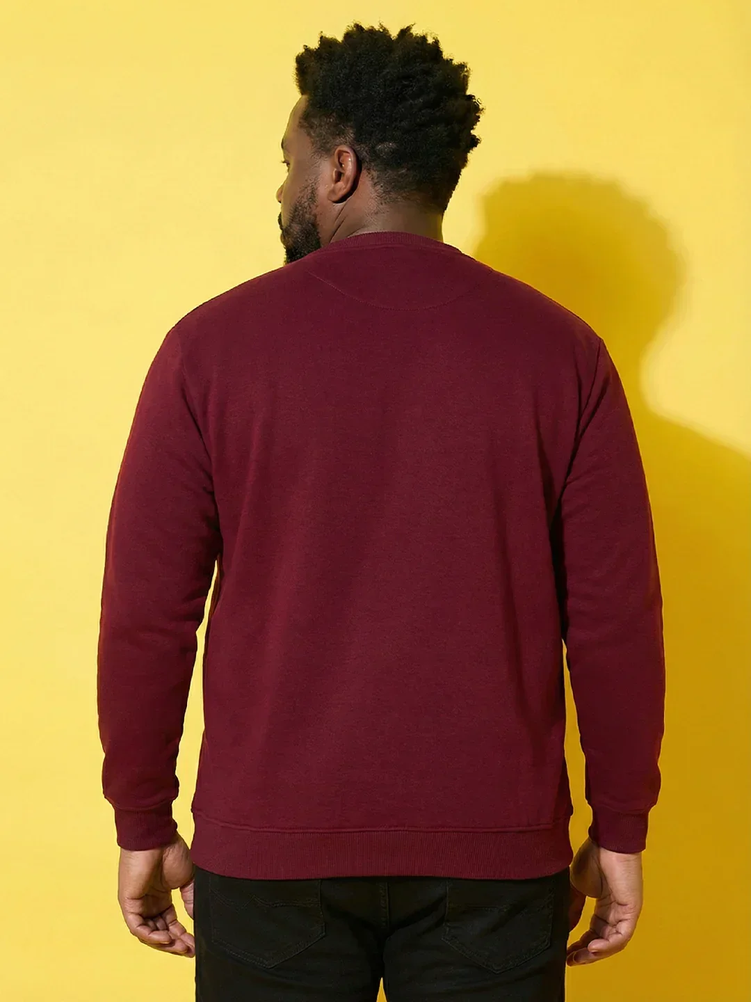 Men Plus Size Looper Maroon Printed Sweatshirt - Image 5
