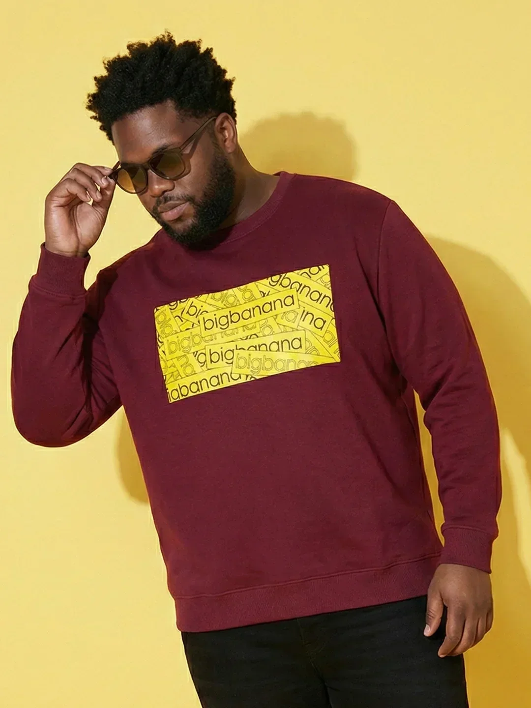 Men Plus Size Looper Maroon Printed Sweatshirt - Image 6