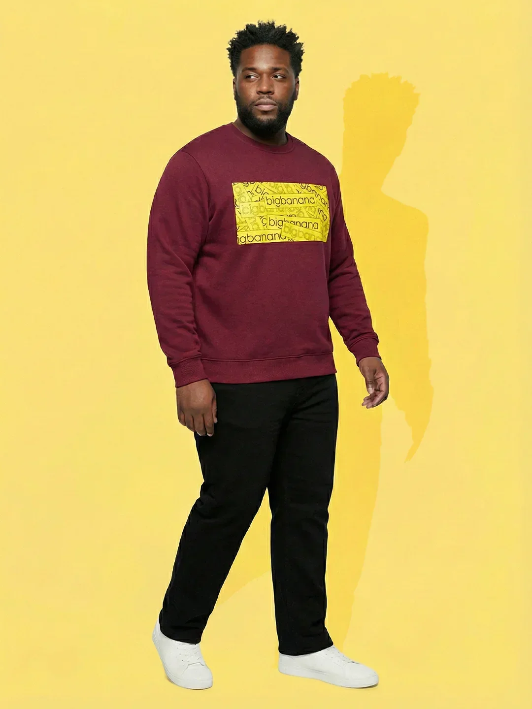 Men Plus Size Looper Maroon Printed Sweatshirt - Image 7