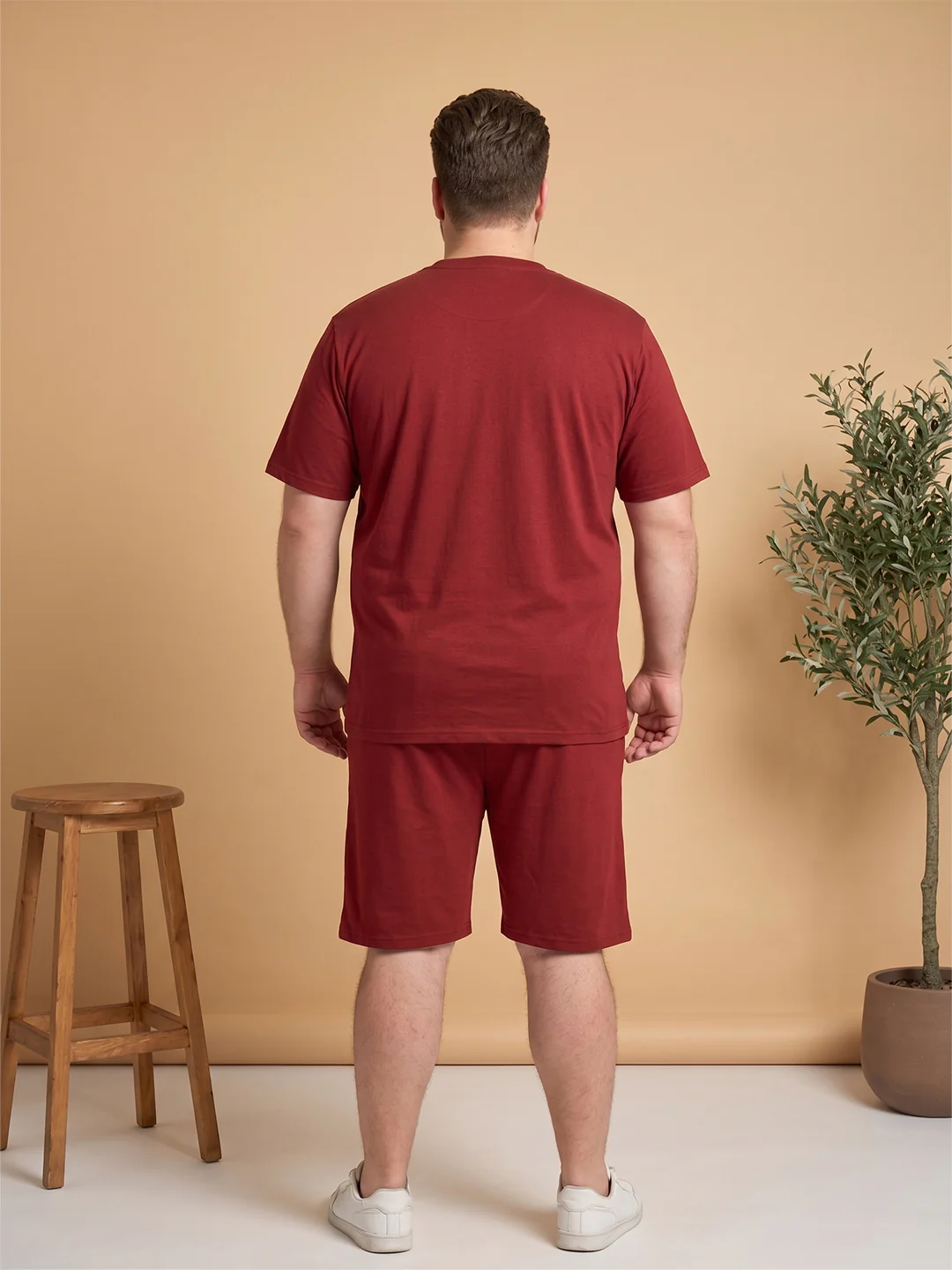 Men Plus Size Lumivox Maroon Printed Co-Ords - Image 4