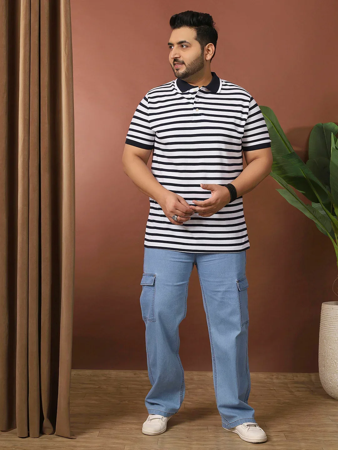 Men Plus Size Luxore Striped Multi Polo Tshirt - Image 2
